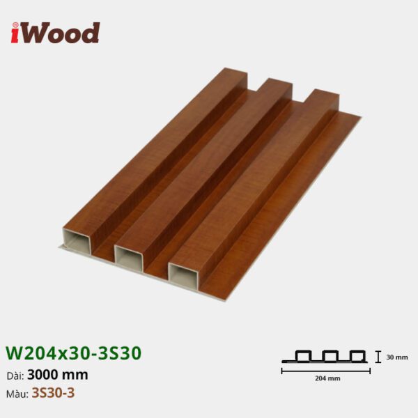 Lam Nhựa PVC 3 Sóng Cao W204x30 Iwood 3S30-3