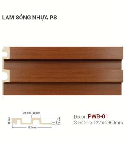 Tấm Ốp Nhựa Lam Sóng PS Vân Gỗ PWB-01
