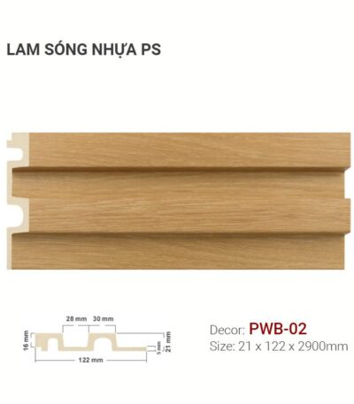 Tấm Ốp Tường Lam Sóng Nhựa PS Giả Gỗ PWB-02