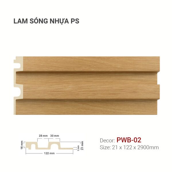 Tấm Ốp Tường Lam Sóng Nhựa PS Giả Gỗ PWB-02