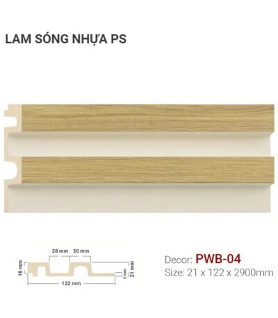 Tấm Ốp Nhựa Lam Sóng PS Vân Gỗ Kem PWB-04