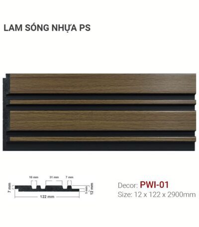 Tấm Ốp Nhựa Lam Sóng PS Vân Gỗ PWI-01