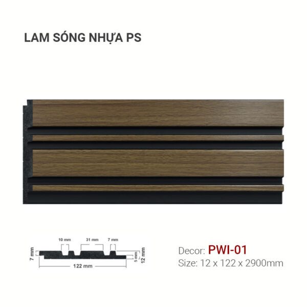 Tấm Ốp Nhựa Lam Sóng PS Vân Gỗ PWI-01