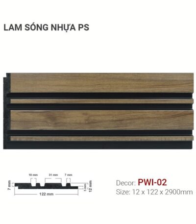Tấm Ốp Nhựa Lam Sóng Vân Gỗ PWI-02