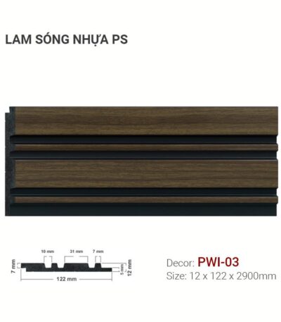 Tấm Ốp Nhựa PS Lam Sóng Vân Gỗ PWI-03