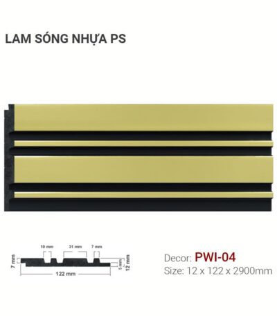 Tấm Ốp Lam Sóng Nhựa PS PWI-04 Vàng Đen