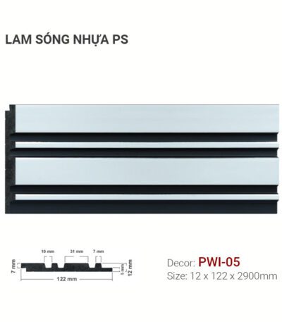 Tấm Ốp Lam Sóng Nhựa PS PWI-05 Trắng Đen