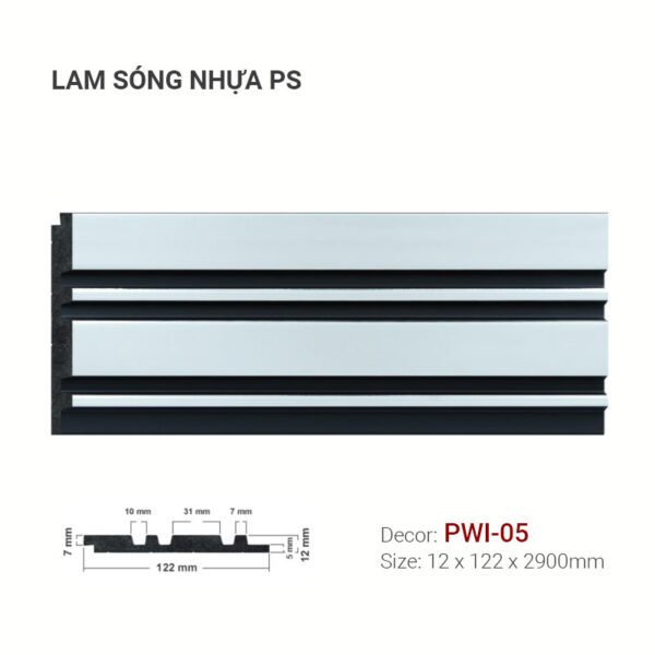 Tấm Ốp Lam Sóng Nhựa PS PWI-05 Trắng Đen