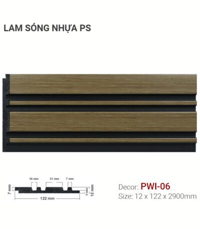 Tấm Ốp Tường Lam Sóng PS Vân Gỗ PWI-06