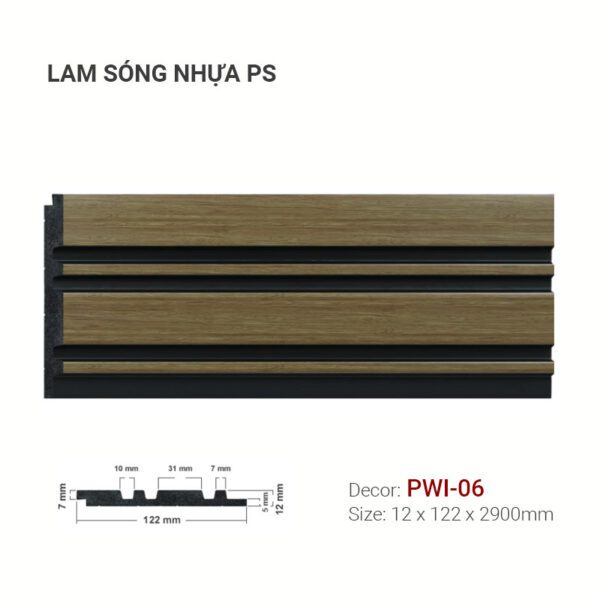 Tấm Ốp Tường Lam Sóng PS Vân Gỗ PWI-06