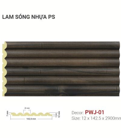 Tấm Ốp Nhựa Lam Sóng PS Giả Gỗ PWJ-01