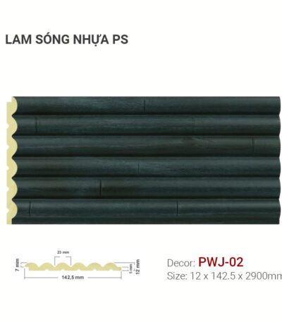 Lam Sóng Nhựa PS Màu Đen Giả Gỗ PWJ-02