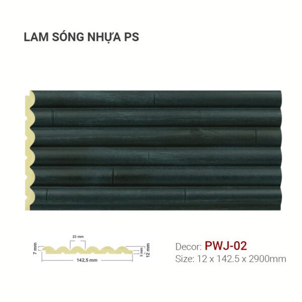 Lam Sóng Nhựa PS Màu Đen Giả Gỗ PWJ-02