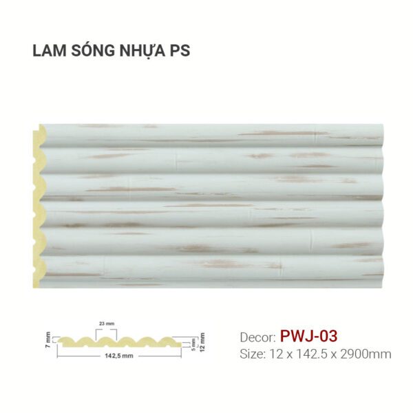 Tấm Ốp Lam Sóng Nhựa PS Giả Vân Gỗ PWJ-03