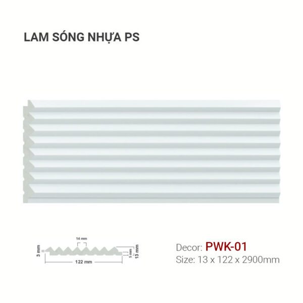 Tấm Ốp Lam Sóng Nhựa PS Trang Trí PWK-01