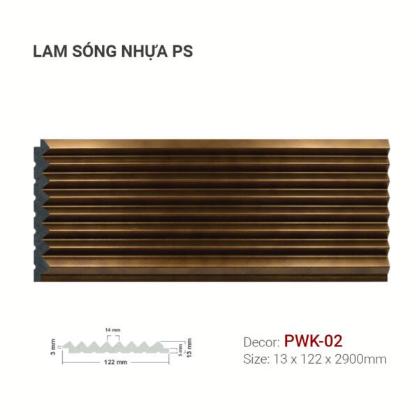 Lam Sóng Nhựa PS Nâu Vân Gỗ PWK-02