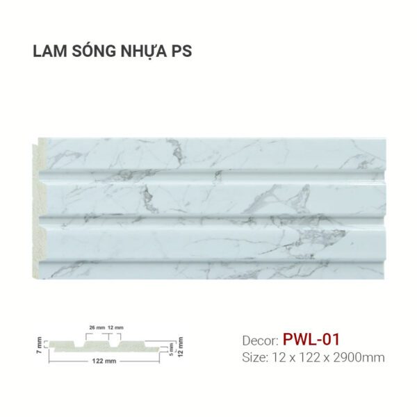 Tấm Ốp Lam Sóng Nhựa PS Vân Đá PWL-01