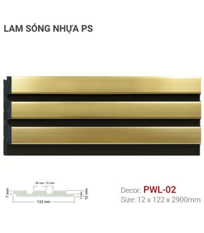 Tấm Ốp Lam Sóng Nhựa PS PWL-02 Vàng Đen
