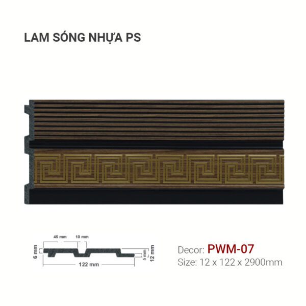 Tấm Ốp Nhựa PS Lam Sóng Hoa Văn Hy Lạp Vàng Kim