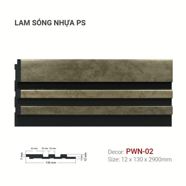 Tấm Ốp Lam Sóng Nhựa PS 130×12 PWN-02 Hai Màu