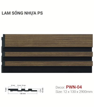 Lam Sóng Nhựa PS Vân Gỗ Đen PWN-04