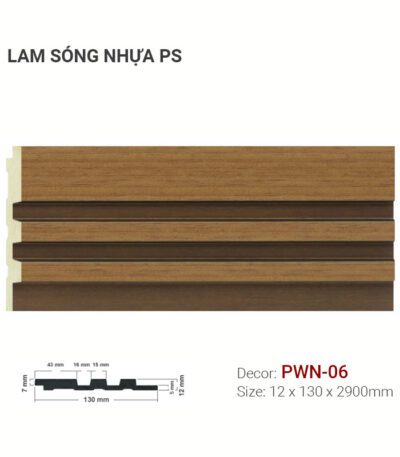 Tấm Ốp Tường Lam Sóng Nhựa PS Vân Gỗ PWN-06