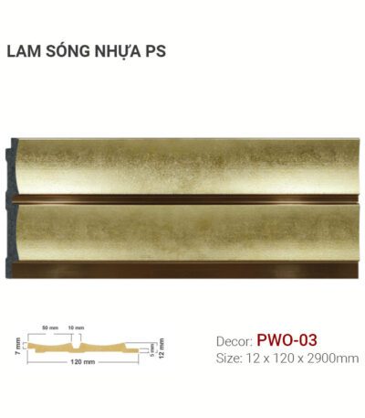 Tấm Ốp Lam Sóng Nhựa PS Vàng Ánh Kim PWO-03