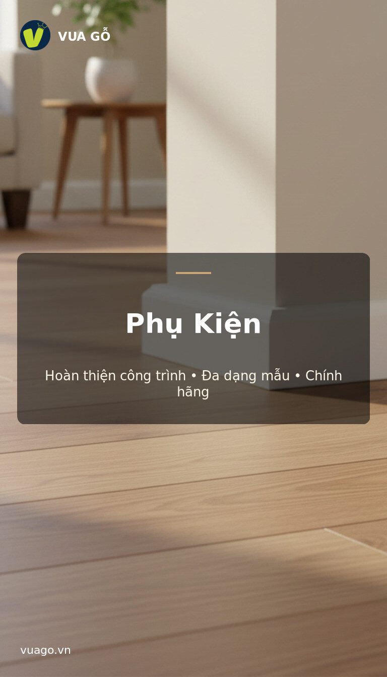 Phụ kiện sàn gỗ Vua Gỗ - len chân tường, nẹp sàn, xốp lót đầy đủ