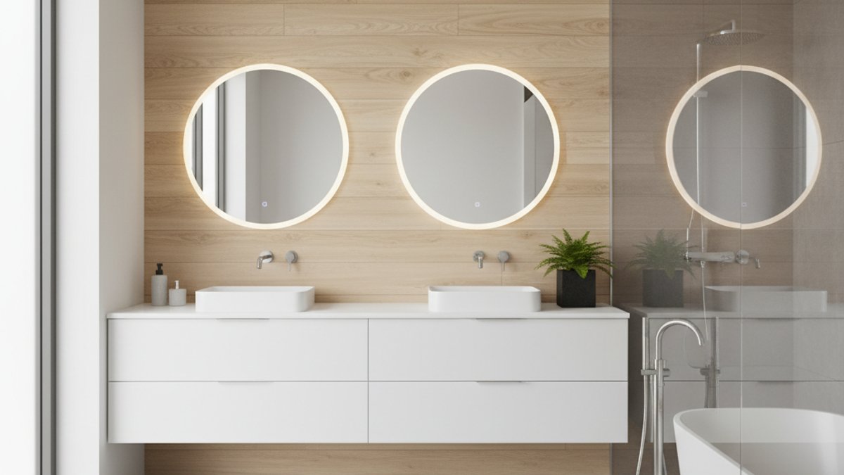 Phòng Tắm Hiện Đại, Gỗ Ốp Tường Tối Giản