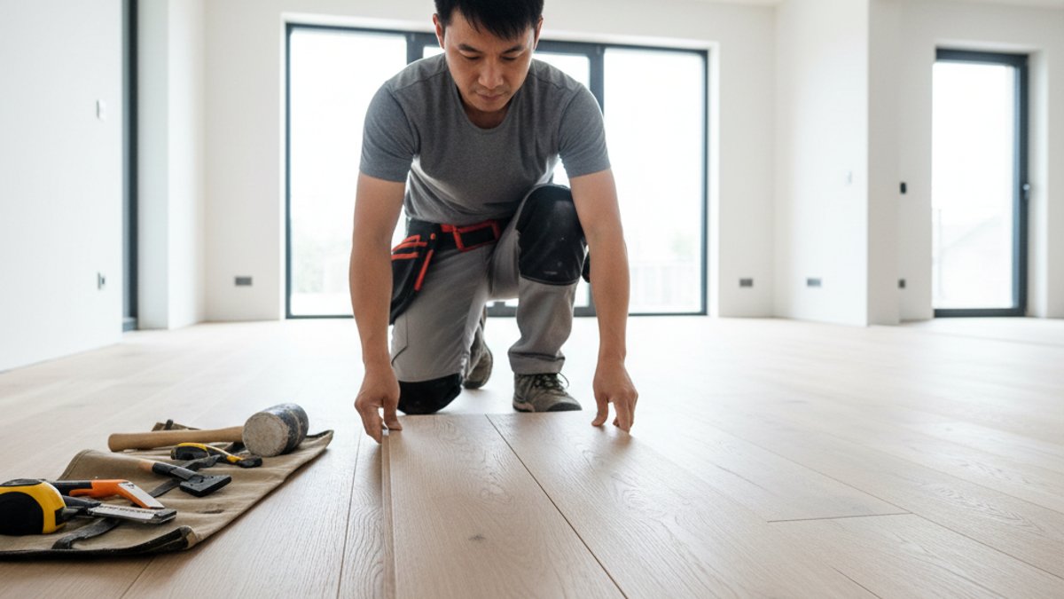 Nâng Tầm Không Gian Cũ: Bí Quyết Phối Hợp Sàn Gỗ Trong Cải Tạo Thợ Lắp Sàn Gỗ Kỹ Thuật Cao