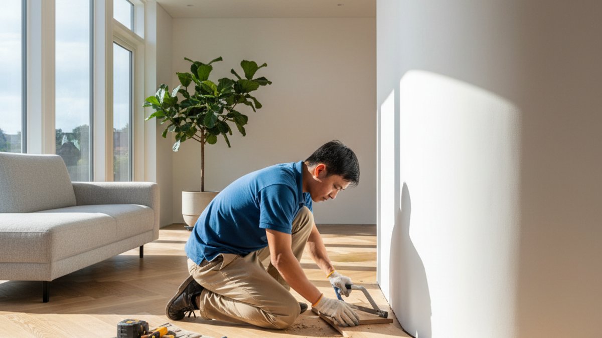 Kỹ Thuật Thi Công Sàn Gỗ Chuyên Biệt Cho Không Gian Kiến Trúc Phức Tạp: Từ Bo Cong Đến Cầu Thang Xoắn Ốc Thợ Thi Công Sàn Gỗ Cho Tường Bo Cong