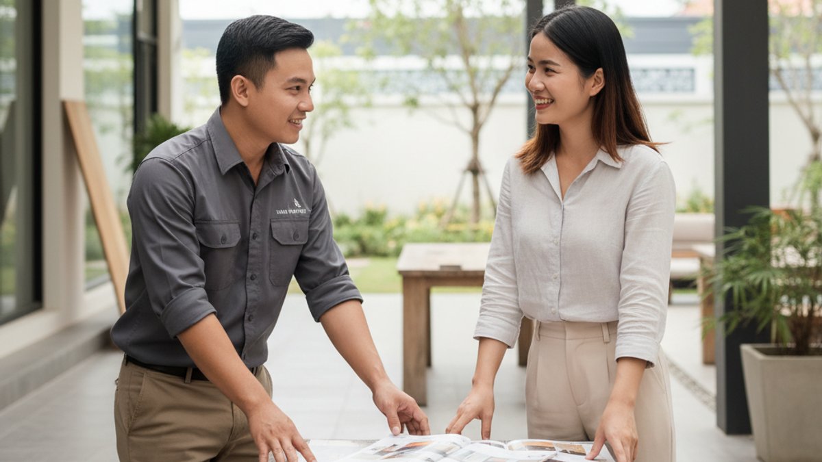 Bí Quyết Chăm Sóc Gỗ Ngoài Trời Chuyên Sâu: Bảo Vệ Sàn Decking, Pergola Bền Đẹp Cùng Vua Gỗ Nhân Viên Vua Gỗ Tư Vấn Khách Hàng Về Bảo Vệ Gỗ Ngoài Trời