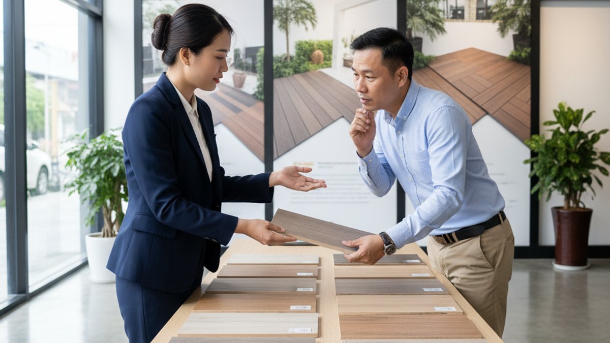 Nhân Viên Vua Gỗ Tư Vấn Khách Hàng Về Wpc