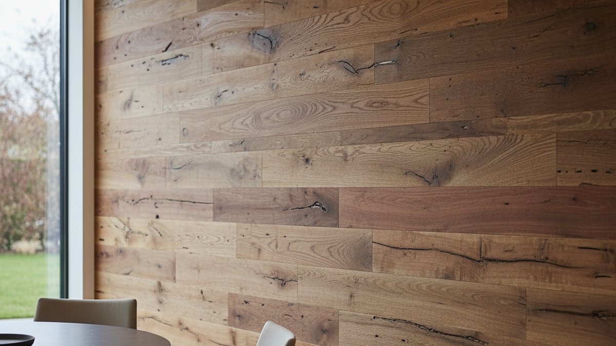 Tường Ốp Gỗ Với Vân Gỗ Cũ Tạo Điểm Nhấn Nội Thất